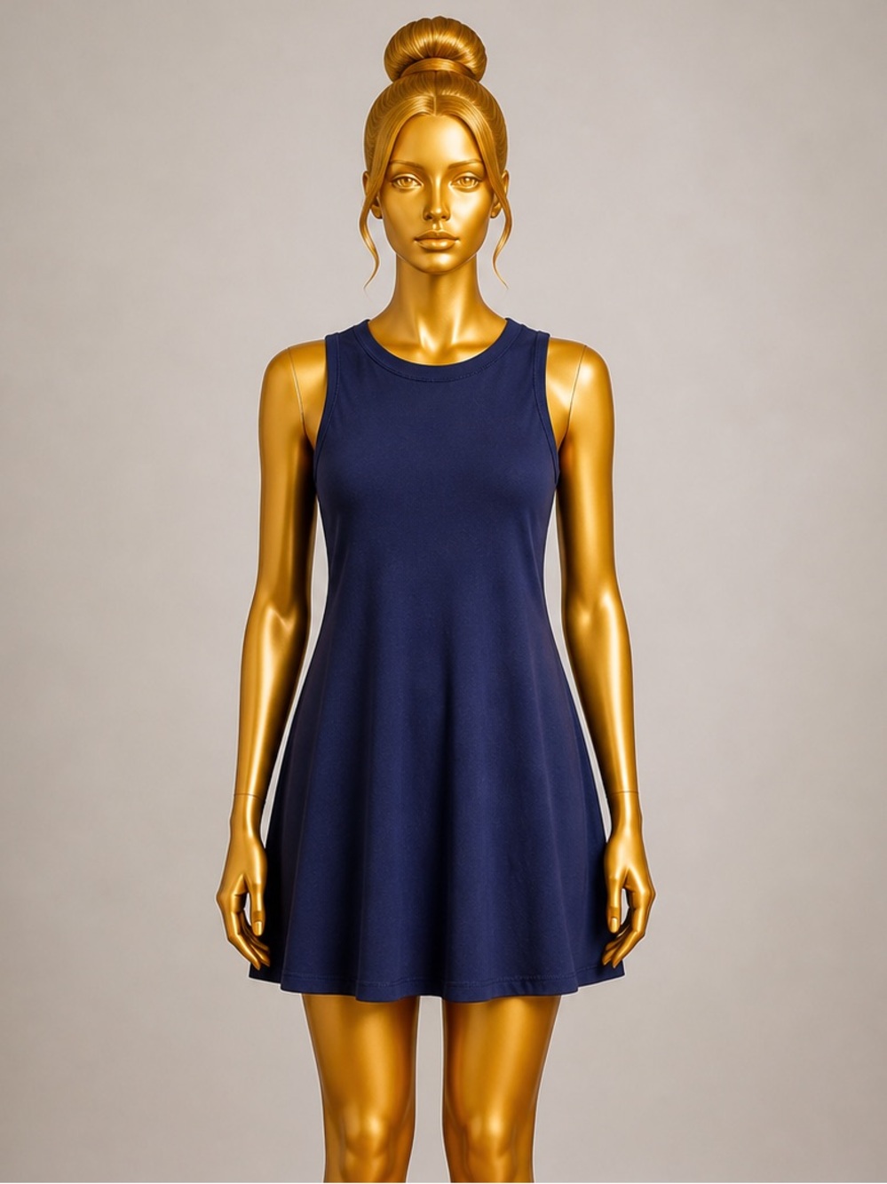 Pink Rose Navy Sleeveless Mini Shift Dress Casual Chic Classic